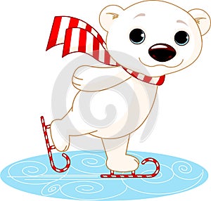 Polar bear on ice skates