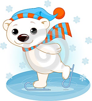 Polar bear on ice skates