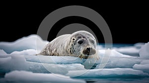 Polar bear on the ice. Weddel Seal Leptonychotes weddellii.