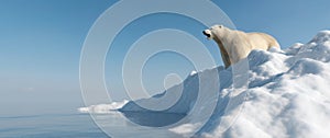 Polar bear on iceberg. Melting ice and global warming