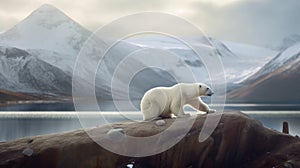 Polar Bear in An Iceless land. Generative AI weber.