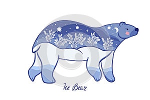 Polar bear isolated on white background. Vector graphics