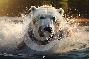 Polar bear in its natural habitat, swimming