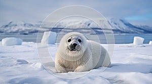 polar bear in the lake, white bear in the nature, polar bear in the polar regions, close-up of white bear