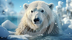 A polar bear looking at the camera. Generative AI.