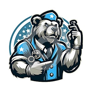 Polar bear mascot logo vector illustration desi