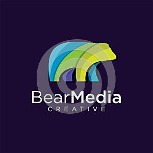 Polar bear Media Logo Colorful Modern Design Template, Grizzly Bear Tech Logo Design Illustration.