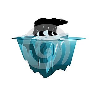 Polar Bear on Melting Iceberg Climate Change Awareness Vector photo