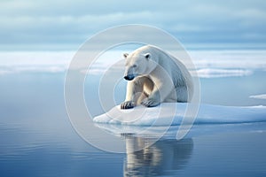 Polar bear mother and cub on the pack ice.