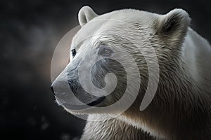 Polar bear portrait on dark background. 3d render illustration.