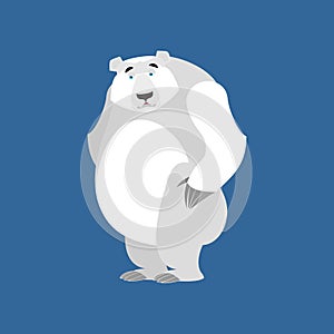 Polar Bear sad Emoji. Wild animal Arctic and Antarctic. sorrowful Emotion beast