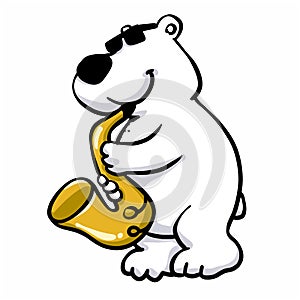 Polar bear saxophonist plays jazz