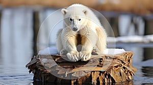 A polar bear on a shrinking ice floe