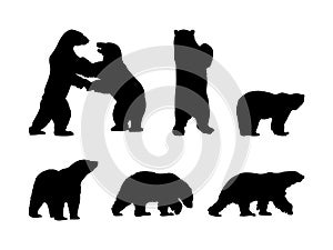 Polar Bear Silhouette Vector Animals Icons
