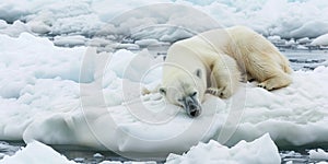 Polar Bear sleeping on an ice flow