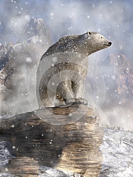 Polar Bear in a Snow Storm