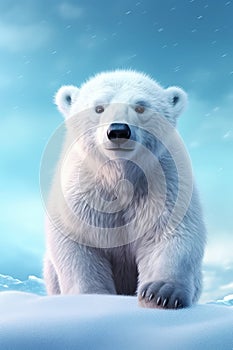 Polar Bear on a Snowy Hill