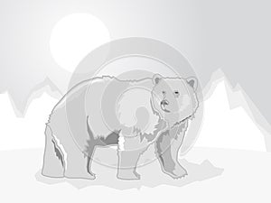 Polar Bear on a stylized ice mountain background