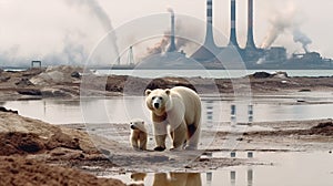 Polar bear survival in Arctic - pollution problems. Generative AI