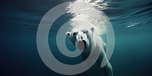 polar bear swimming underwater