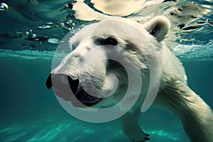 Polar bear are swimming underwater in ocean