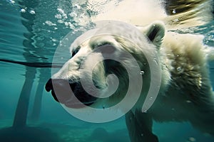 Polar bear are swimming underwater in ocean