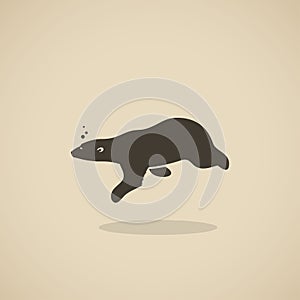 Polar bear swimming - vector illustration