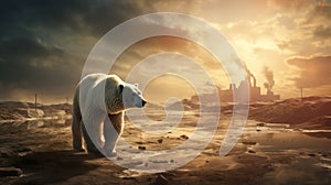 Polar bear threatened by climate change, global warming and ice meltin
