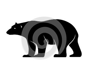 Polar bear. Vector black silhouette.