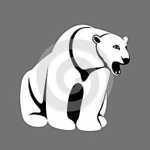 Polar bear vector illustration Flat