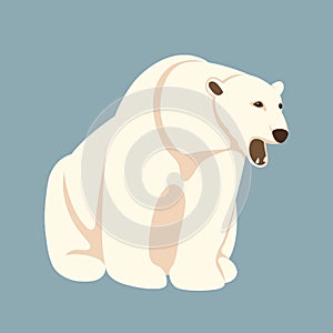 Polar bear vector illustration Flat