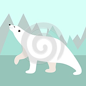 Polar bear, vector illustration, flat style, profile
