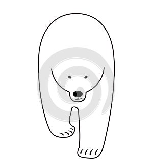 Polar bear walking, outline icon design, vector illustration