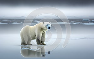 Polar bear walking on sea ice in the Arctic.Generative Al Illustration