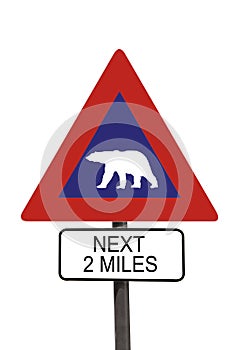 Polar Bear warning roadsign