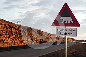 Polar bear warning sign