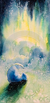 Polar bear watercolors painted