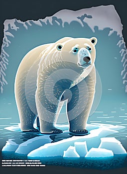 Polar Bear in the Wild - Vector Illustratio