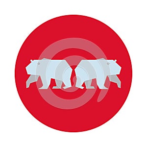 Polar bears animals silhouette icons