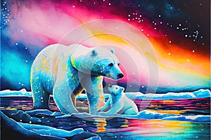 Polar bears global warming ice melting in the bear frozen Arctic North Pole