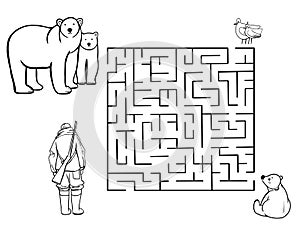 Polar bears, maze game for children