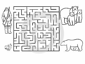 Polar bears, maze game for children