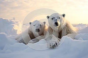 Polar bears snow arctic cold. Generate Ai