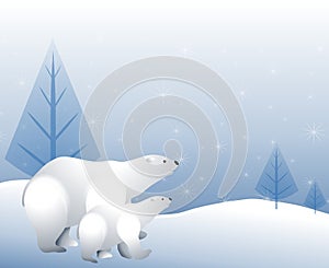 Polar Bears in Winter Snow