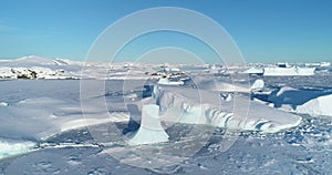 Polar iceland winter landscape aerial panorama
