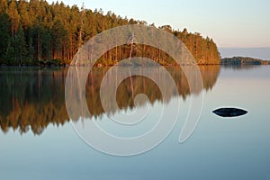 Polar Karelia landscape during white nights,Russia