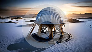 Polar scientific research base in the Antarctic - global warming research from ice cap readings concept