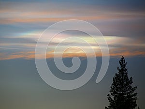 Polar stratospheric clouds (PSCs) on evening sky