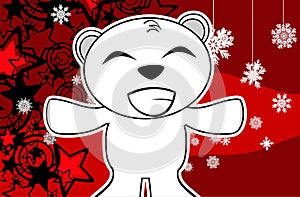 Polar teddy bear cartoon xmas background6