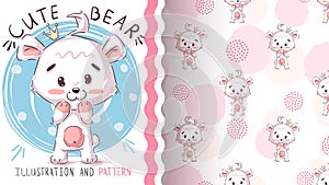 Polar white bear - seamless pattern